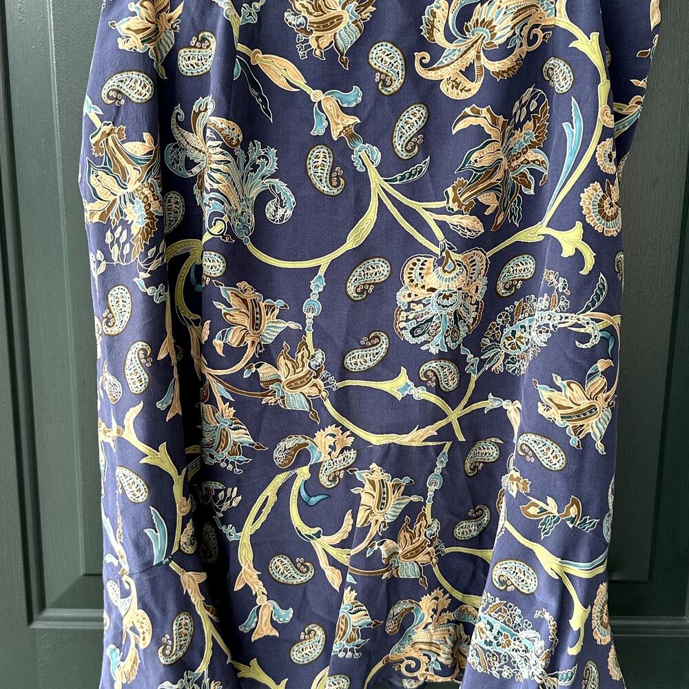 Vintage Talbots Sz 16W 100% Silk Floral & Paisley Watercolor Print Skirt Office